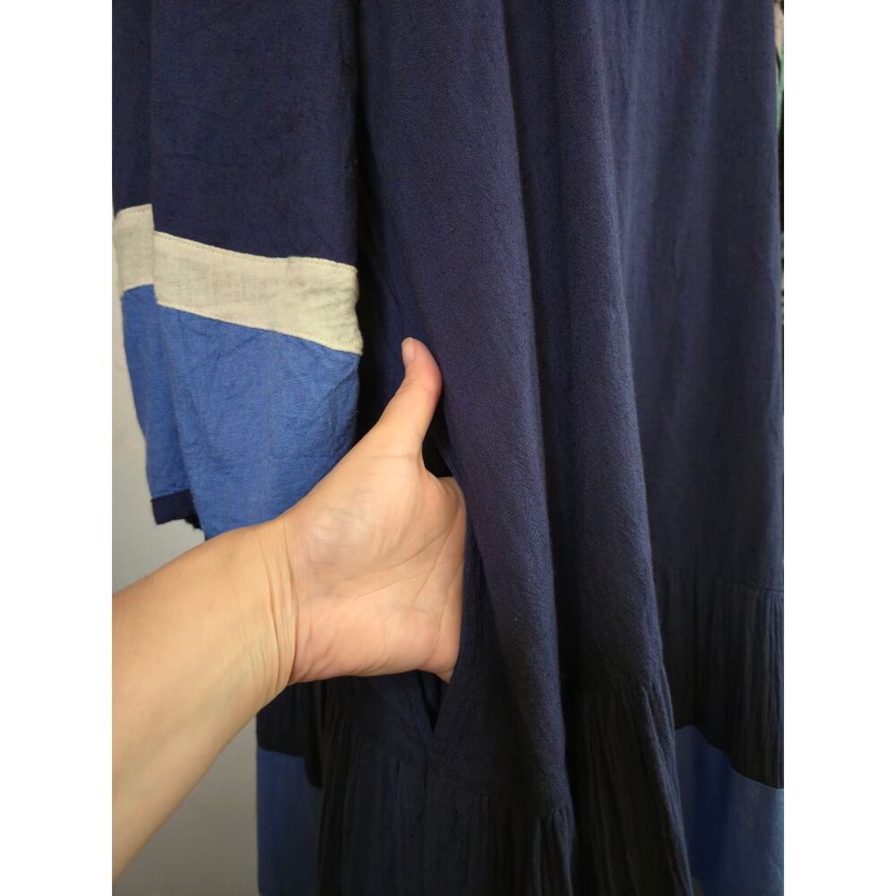 Boho Flowy Oversized Gauze Maxi Dress XL Blue Free People Free-est Manda Midi - Picture 7 of 10